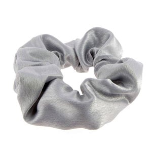 Chouchou en coton satin&eacute; gris m&eacute;tallis&eacute;