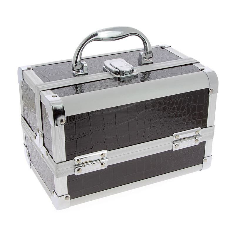 Mini Valise &agrave; main Croco Noir