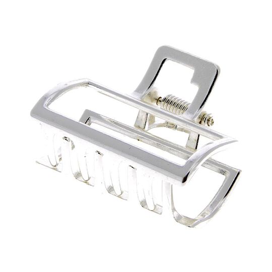 Petite pince croco métallique rectangle argentée