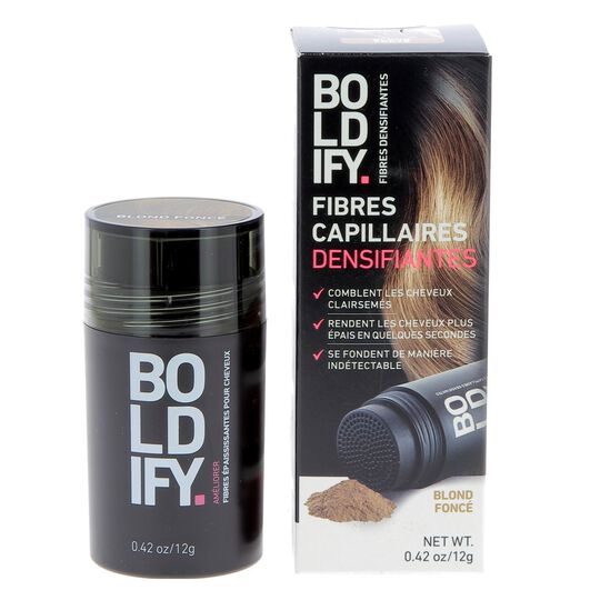 Fibres densifiantes pour cheveux blond foncé