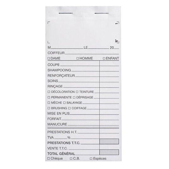 Carnet de caisse avec num&eacute;ro