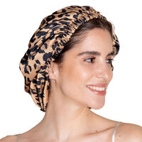 Charlotte en satin noir et léopard