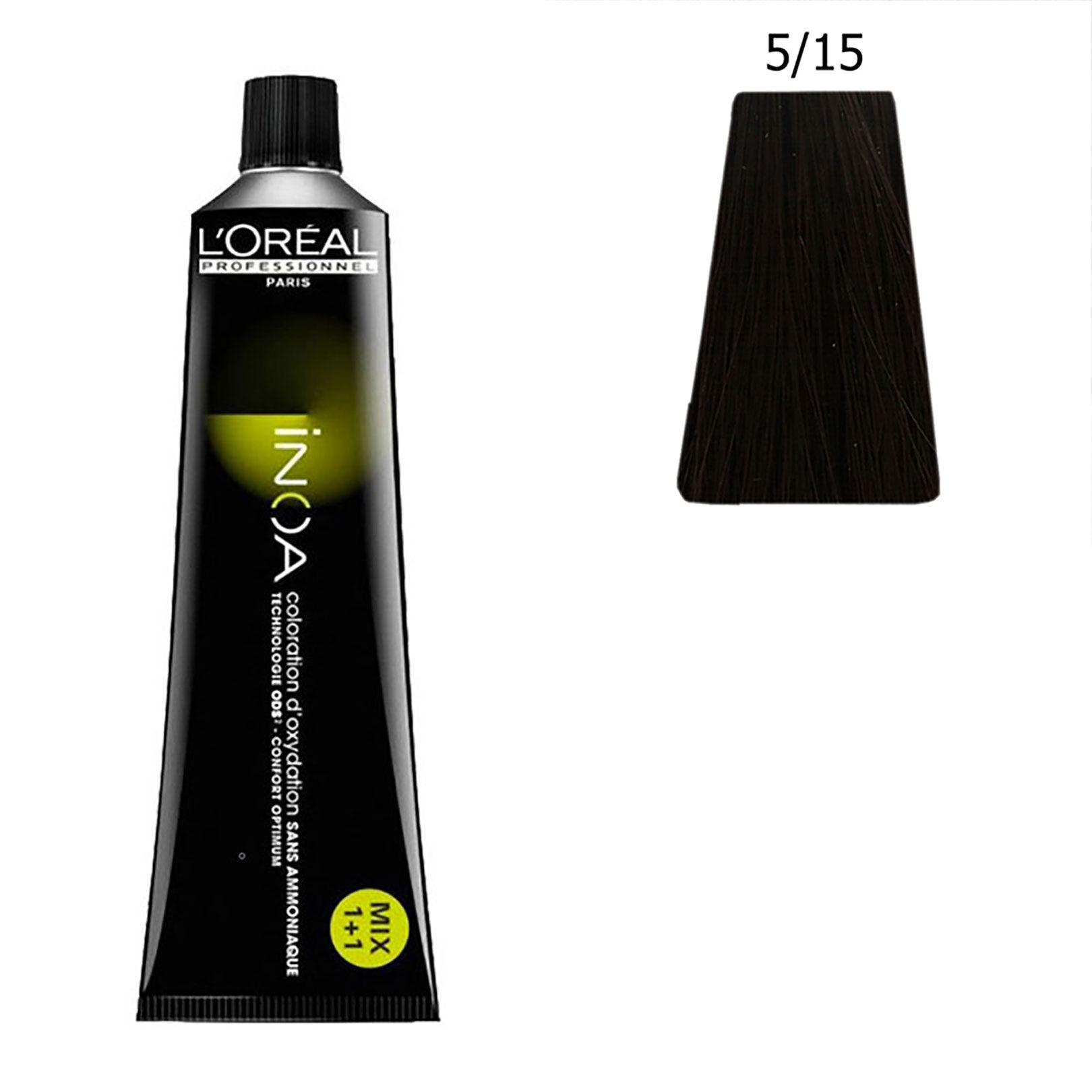 Inoa Coloration sans ammoniaque 5.15 ch&acirc;tain clair cendr&eacute; acajou