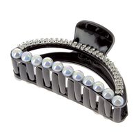 Pince croco strass et perles demi lune