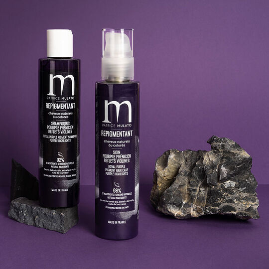 Shampooing repigmentant cheveux naturels ou colorés pourpre phenicien