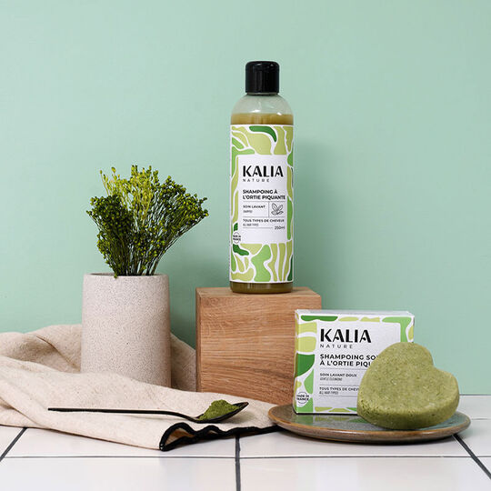 Shampooing solide purifiant à l'ortie piquante