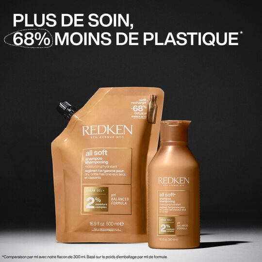 Shampooing hydratant pour cheveux secs et sensibilisés All Soft recharge 500 ml