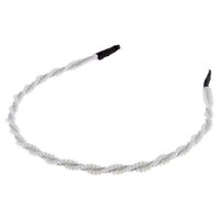 Serre-t&ecirc;te perles et cordon paillet&eacute; argent&eacute;