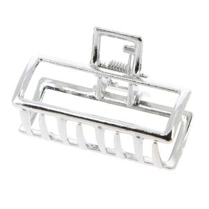 Petite pince croco métallique rectangle argentée