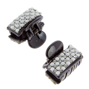 Mini pince croco strass X 2 Strass blancs et perles